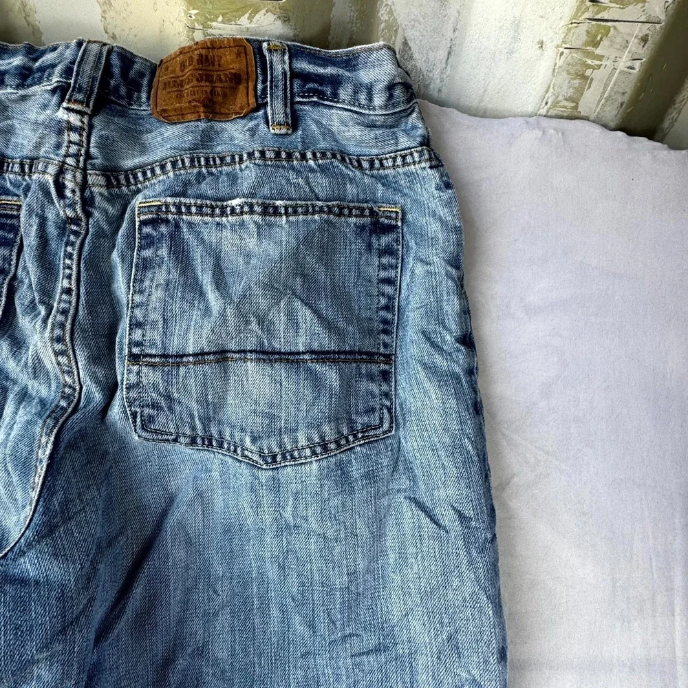 Vintage Old Navy Blue Jeans Men's 36x30 Blue Denim Cotton Wide Leg Loose Fit